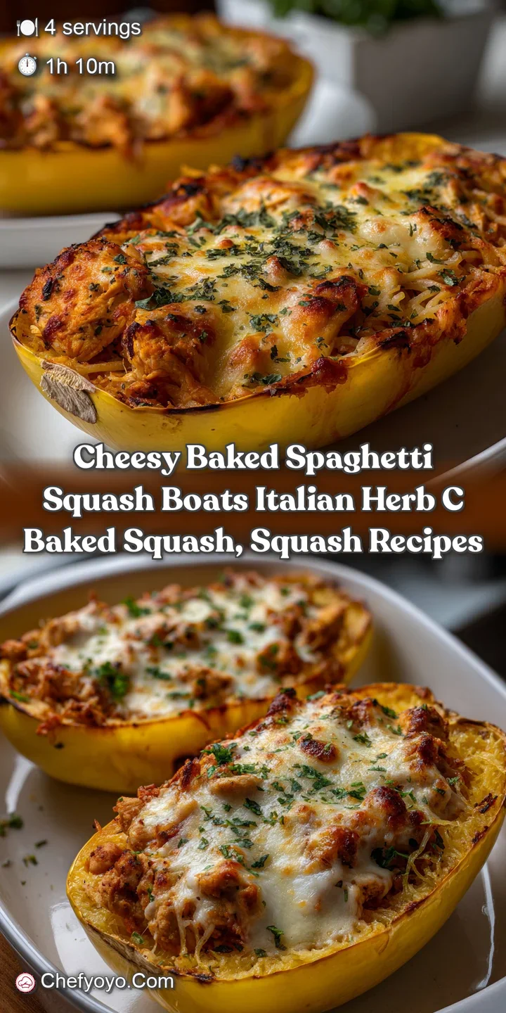 Cheesy Baked Spaghetti Squash Boats Italian Herb C Baked Squash Squash Recipes