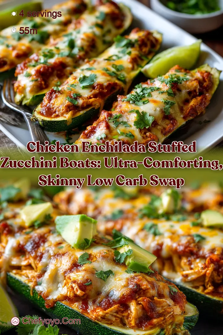 Chicken Enchilada Stuffed Zucchini Boats: Ultra-Comforting Skinny Low Carb Swap