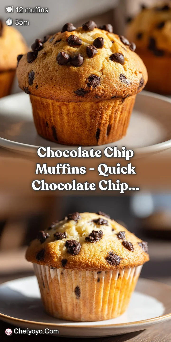 Close-up of a warm chocolate chip muffin, showcasing melty chocolate and a light dusting of powdered sugar on top.