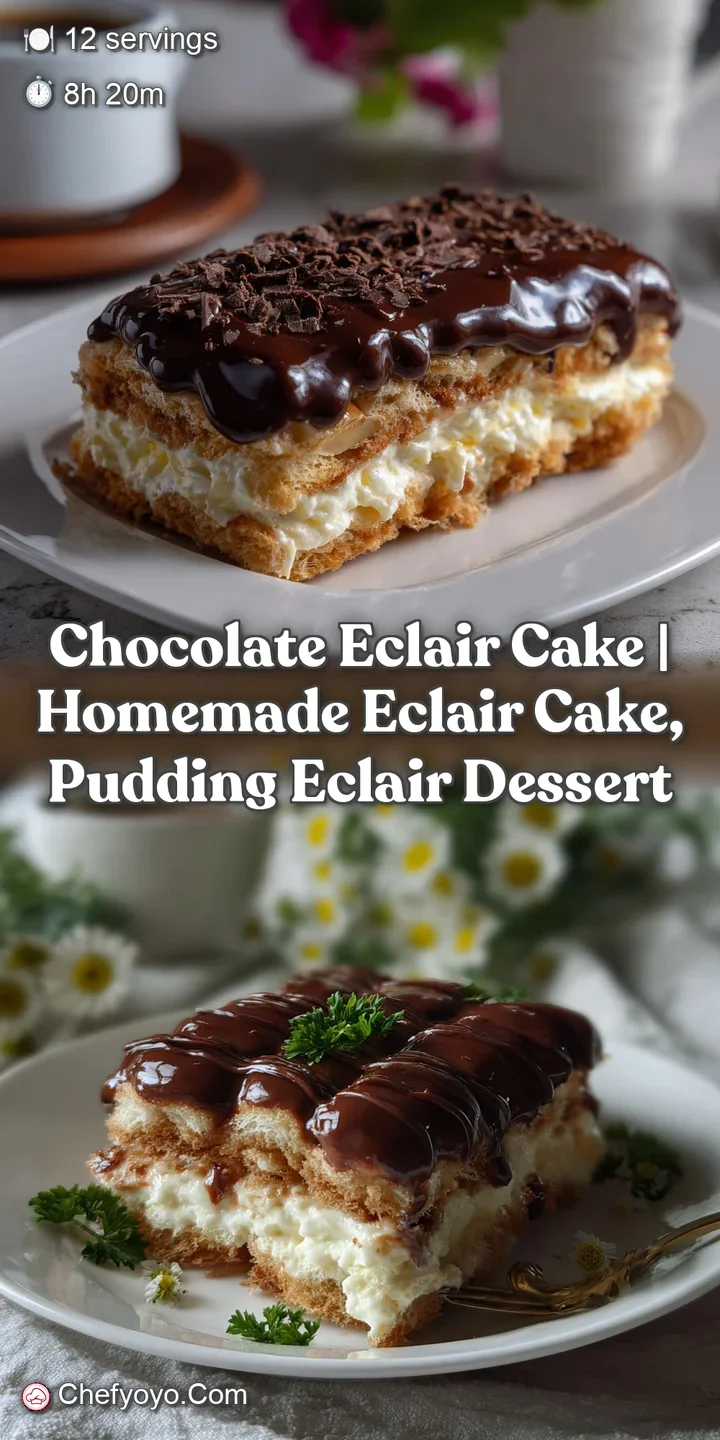 chocolate eclair cake | Homemade Eclair Cake Pudding Eclair Dessert