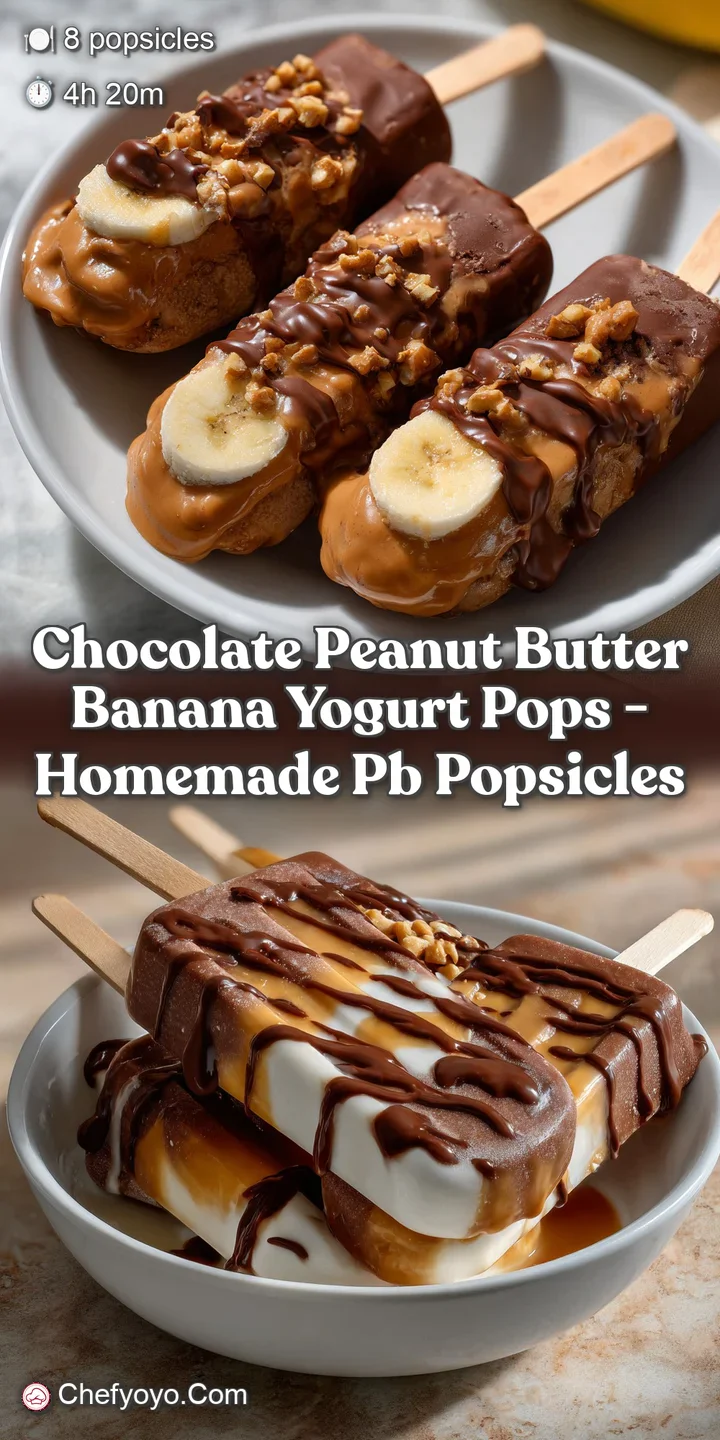 Chocolate Peanut Butter Banana Yogurt Pops - Homemade PB Popsicles