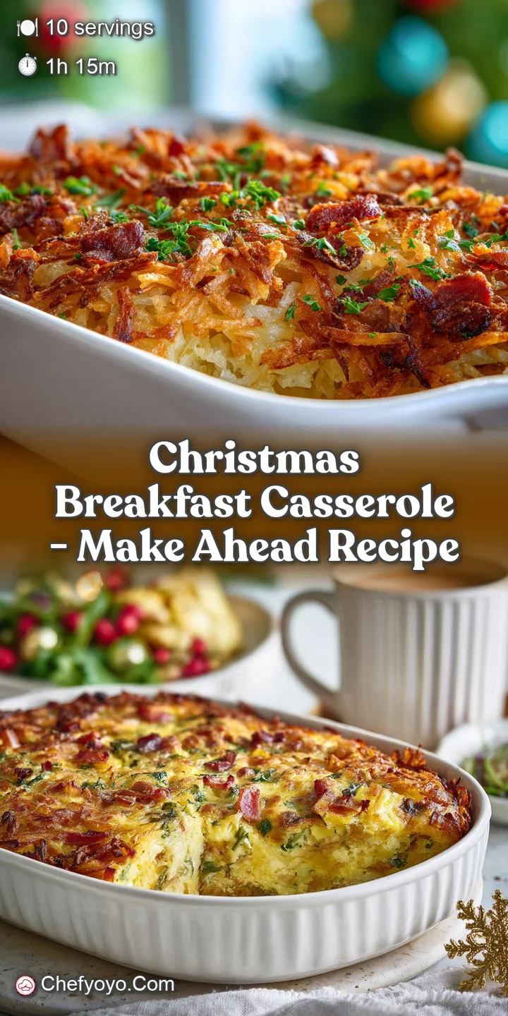 Close-up of a bubbly, cheesy breakfast casserole. Sausage, peppers, and onions peek through a golden, slightly crisp top. ...