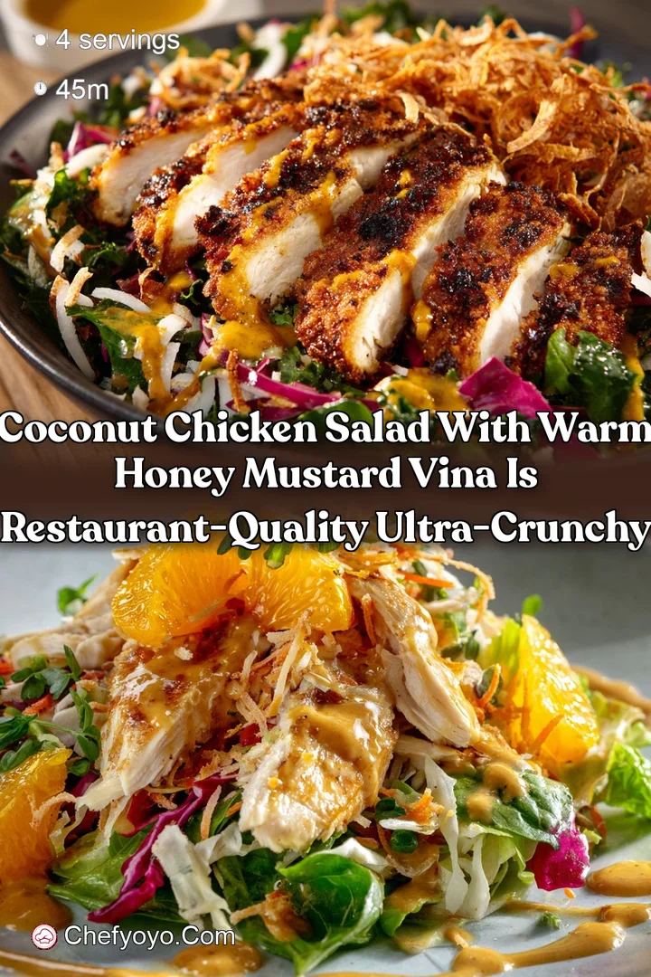 Coconut Chicken Salad with Warm Honey Mustard Vina is Restaurant-Quality Ultra-Crunchy