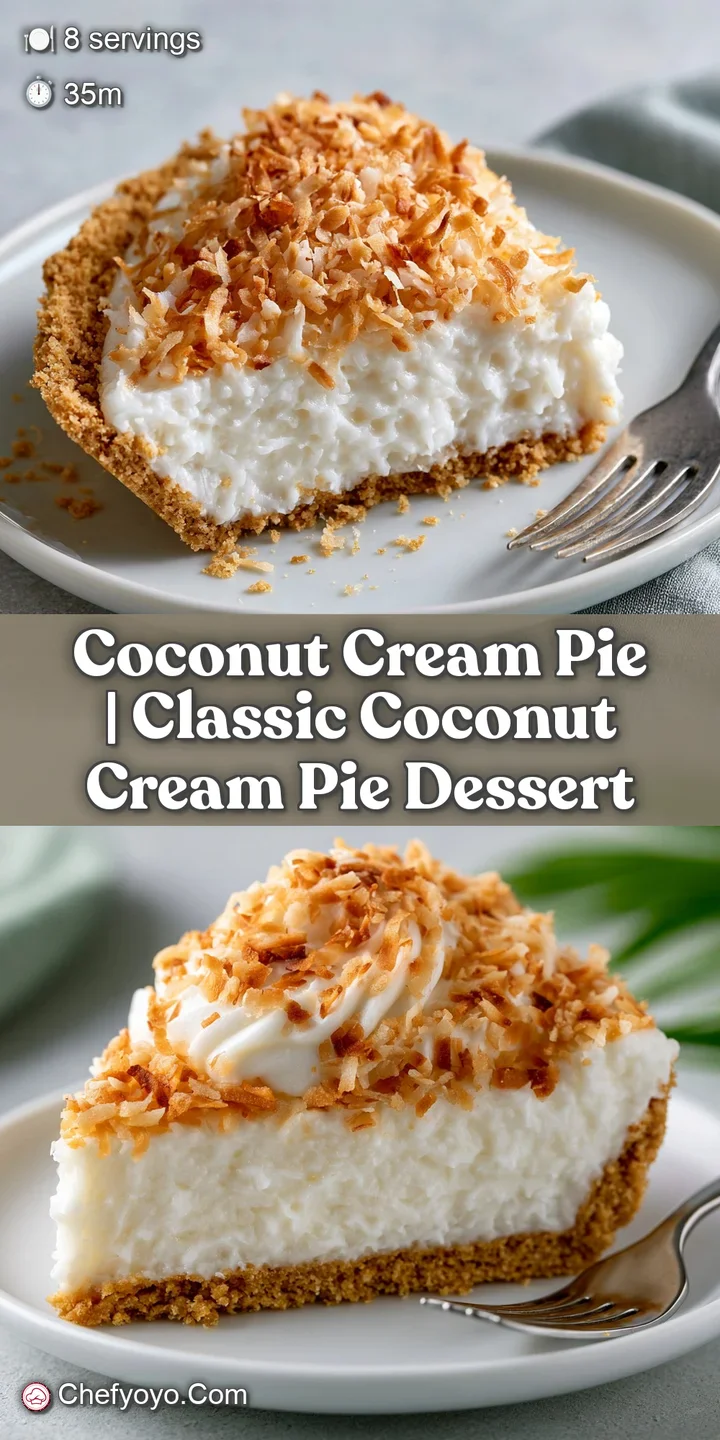 Close-up of velvety white cream swirls topped with golden toasted coconut shreds and a buttery, flaky pastry edge.
