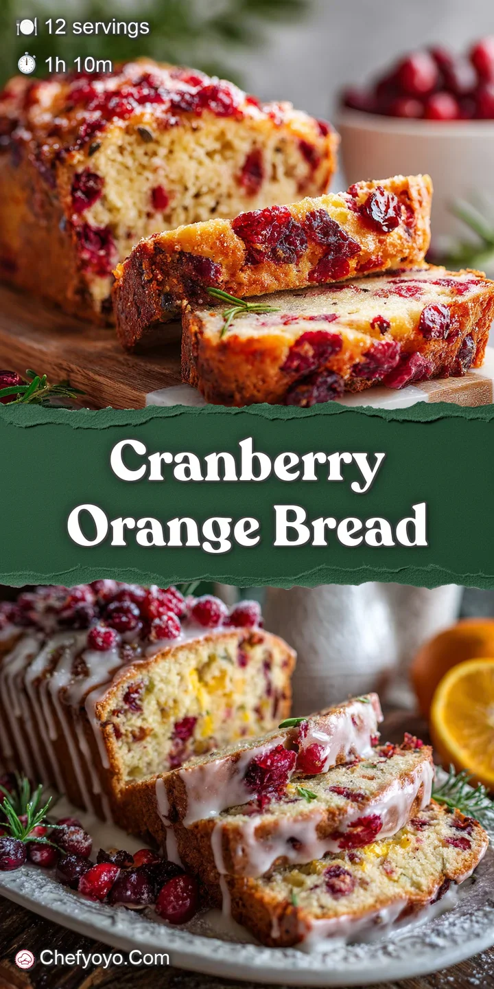Close-up shows the moist crumb of cranberry orange bread, studded with tart cranberries and fragrant candied orange peel.