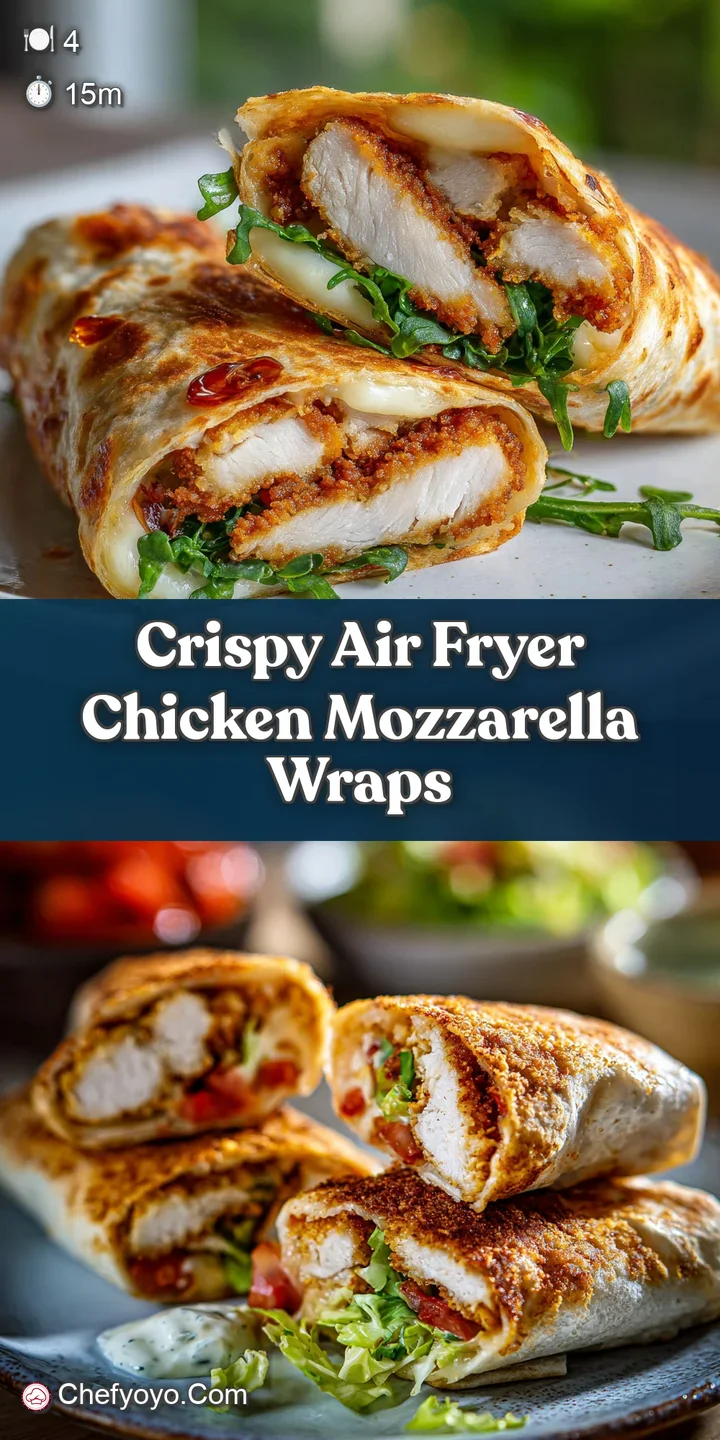 Close-up of a crispy chicken wrap with bubbly, browned mozzarella, revealing the tender, steaming chicken inside.