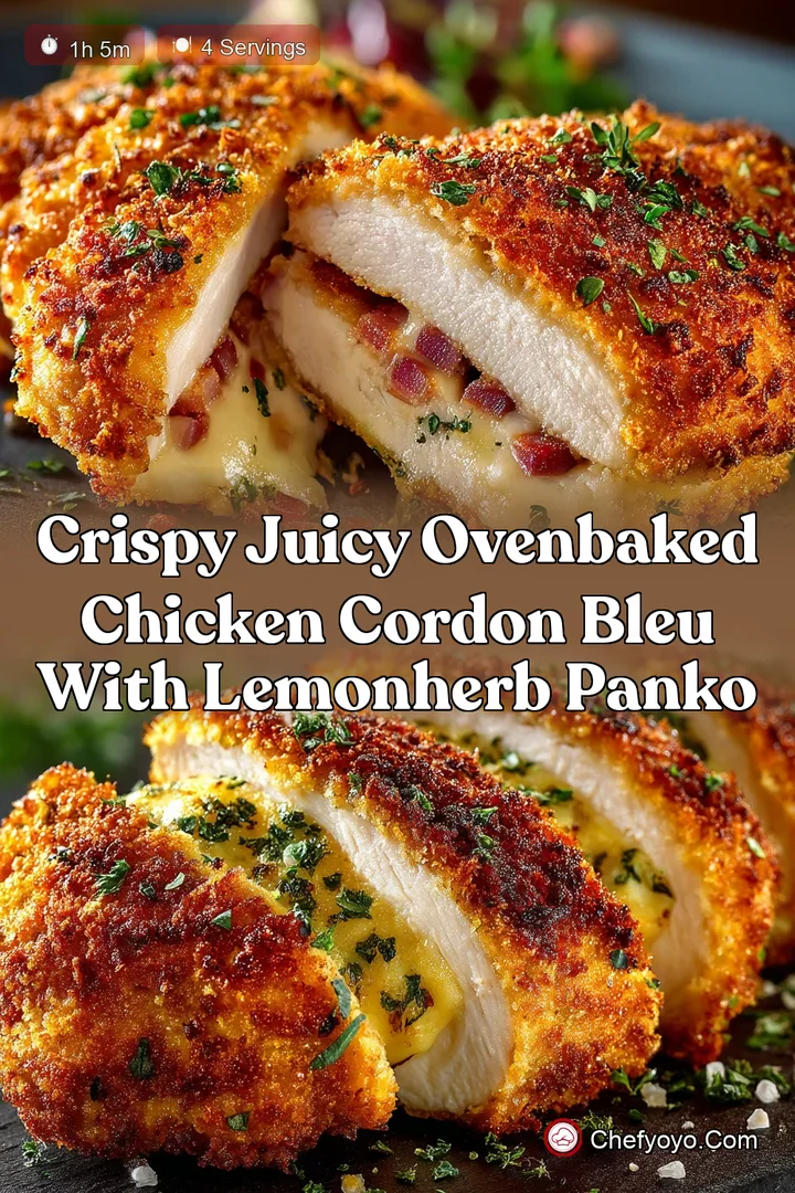 Crispy Juicy OvenBaked Chicken Cordon Bleu with LemonHerb Panko