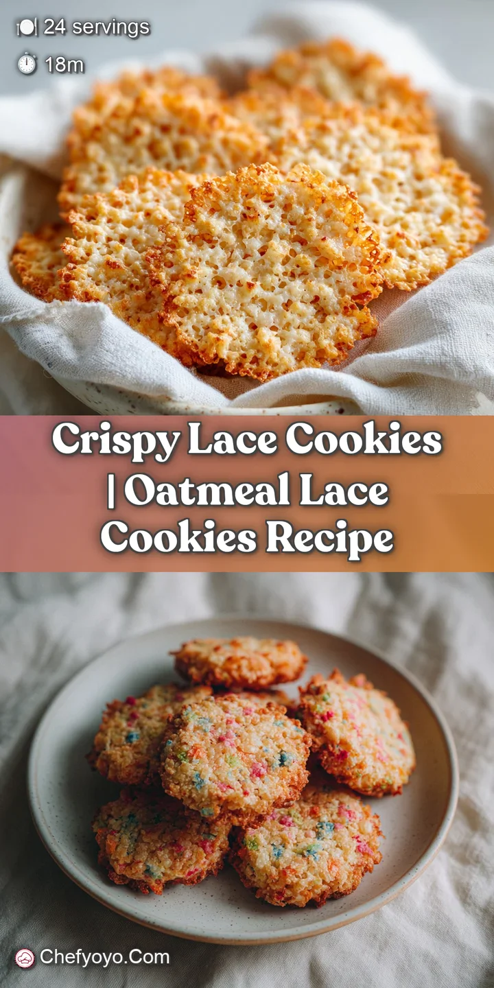 Close-up of a single, intricate golden lace cookie showing its lacy pattern and slightly chewy edges.