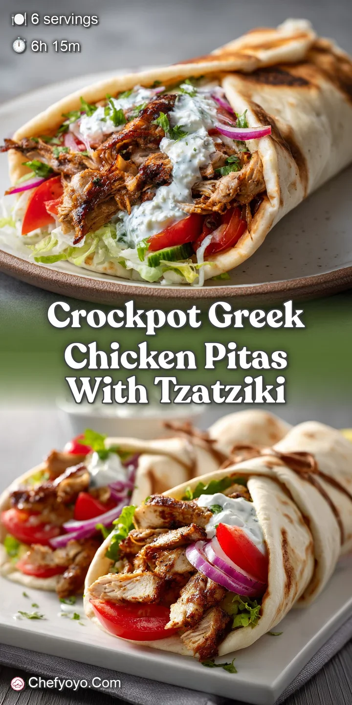 Close-up on tender Greek chicken and tangy tzatziki nestled in a warm pita, inviting aromas rising from the freshly made s...