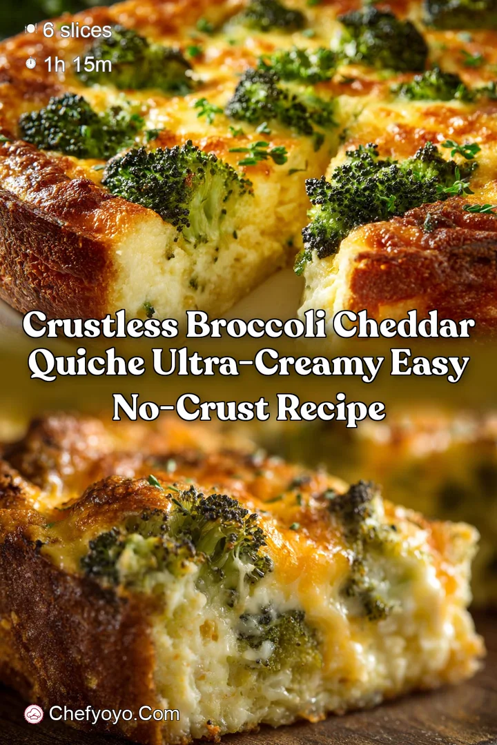 Crustless Broccoli Cheddar Quiche Ultra-Creamy Easy No-Crust Recipe