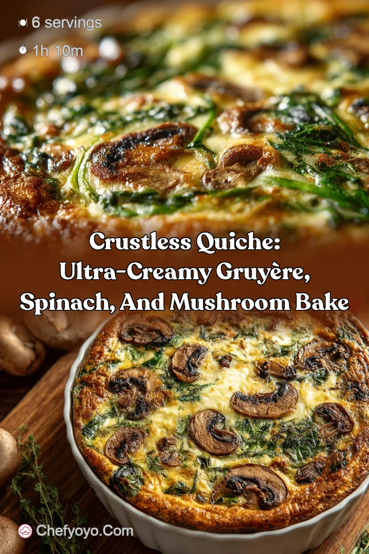Crustless Quiche: Ultra-Creamy Gruy&egrave;re Spinach and Mushroom Bake