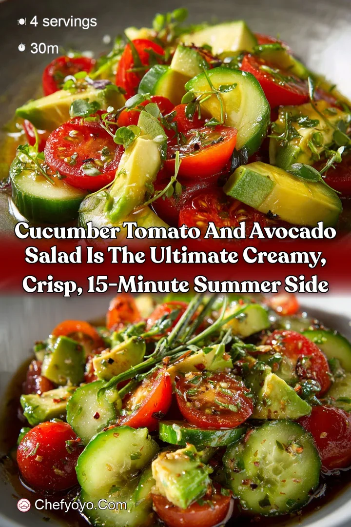 Cucumber Tomato and Avocado Salad is the ultimate creamy crisp 15-minute summer side