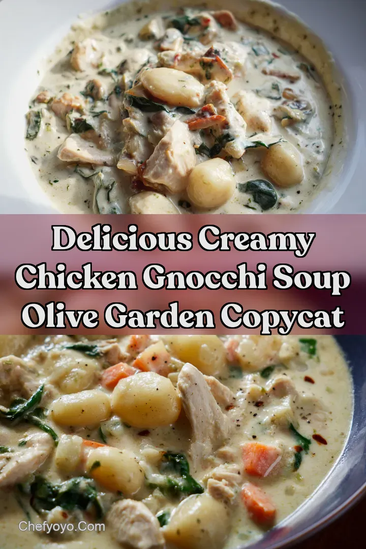 Delicious Creamy Chicken Gnocchi Soup Olive Garden Copycat : PIN FOR LATER Delicious Creamy Chicken Gnocchi Soup Olive Garden Copycat