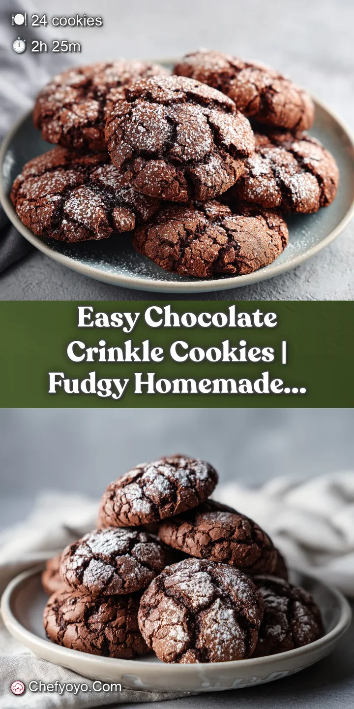 Close-up of a chocolate crinkle cookie, revealing a soft, fudgy interior peeking through a crackled, sugary shell.