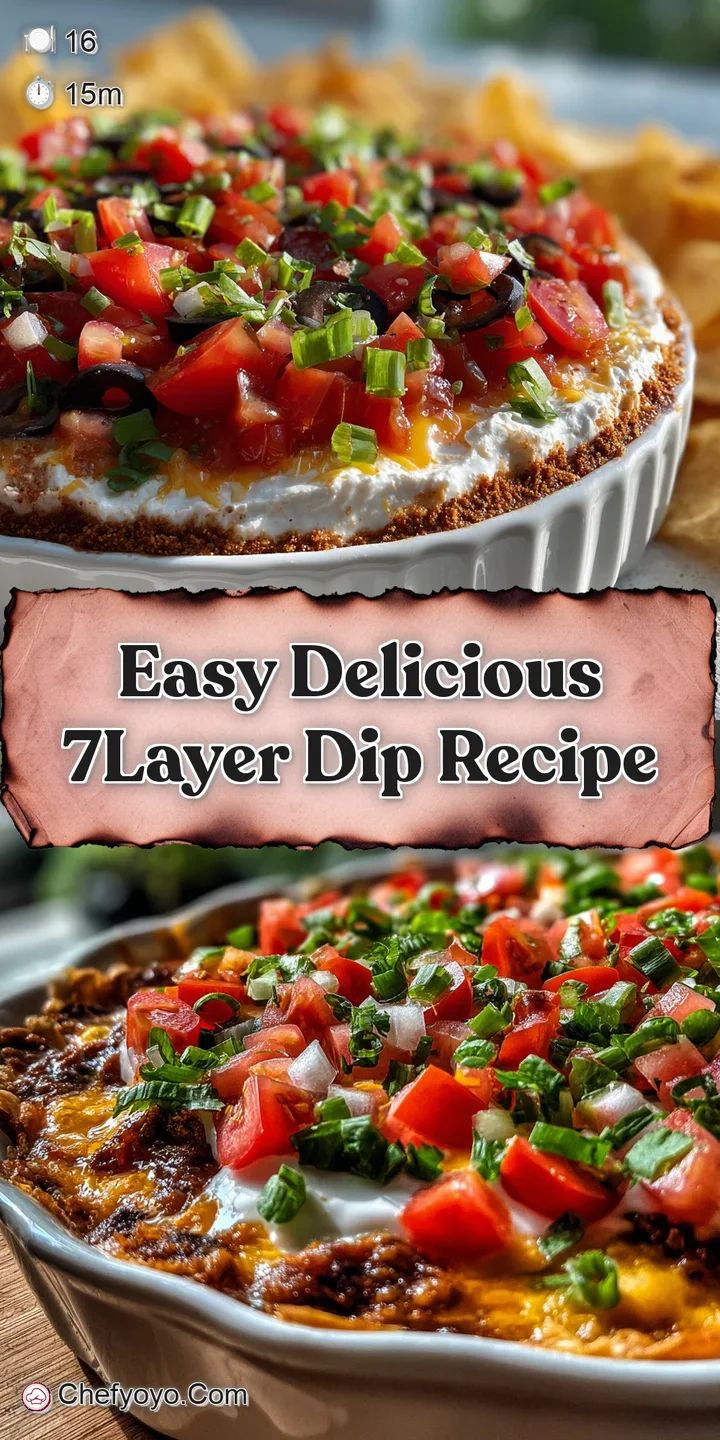 Close-up of a luscious 7-layer dip, showing the creamy textures and bright colors of each layer. Mouthwatering and ready t...