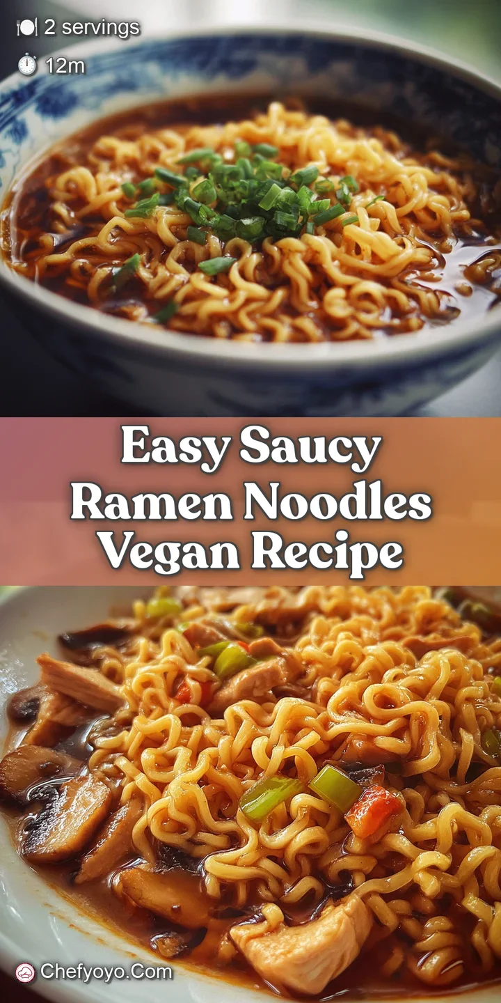 Close-up of glossy ramen noodles glistening in savory sauce, topped with fresh scallions. Hints of chili flakes add warmth...