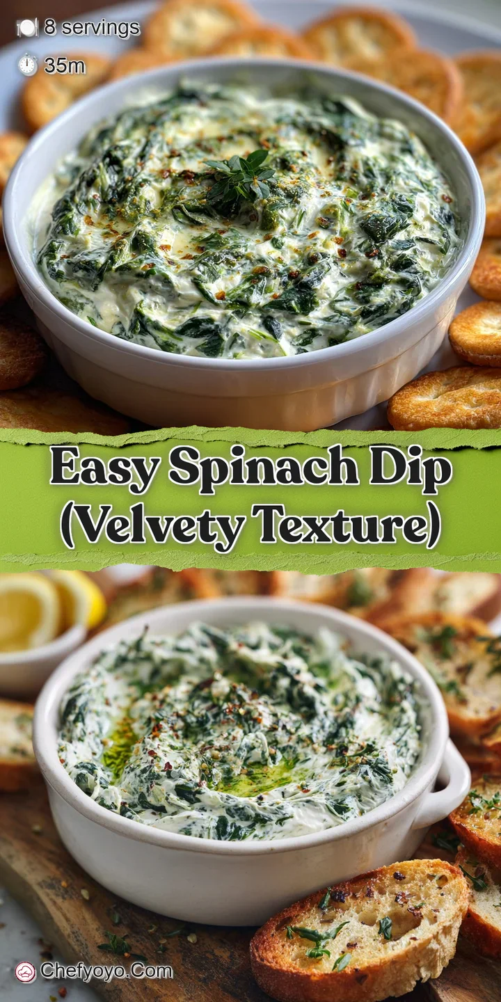 Close-up of a spoonful of warm, cheesy spinach dip, showing the creamy texture and golden-brown baked crust with flecks of...