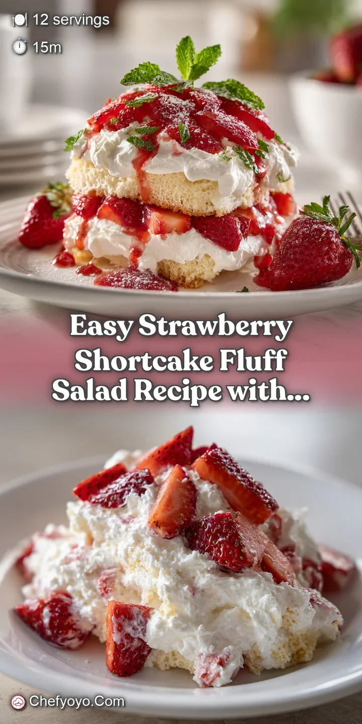 Close-up reveals juicy sliced strawberries nestled in a cloud of creamy, pink fluff, promising a sweet and refreshing bite.