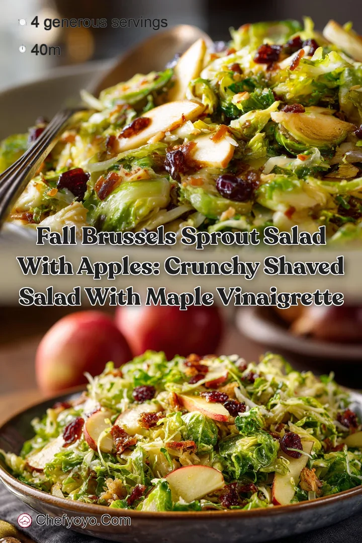 Fall Brussels Sprout Salad with Apples: Crunchy Shaved Salad with Maple Vinaigrette