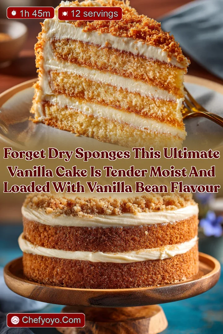 Forget dry sponges This Ultimate Vanilla Cake is tender moist and loaded with vanilla bean flavour