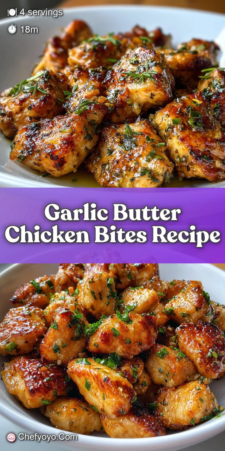 Close-up view of perfectly seared chicken glistening in a rich garlic butter sauce, showcasing the appetizing texture of t...