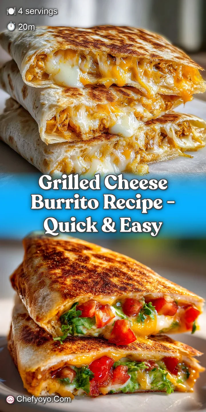 Close-up shot of a grilled cheese burrito showcasing its crunchy, golden exterior and a tempting view of the cheesy, flavo...