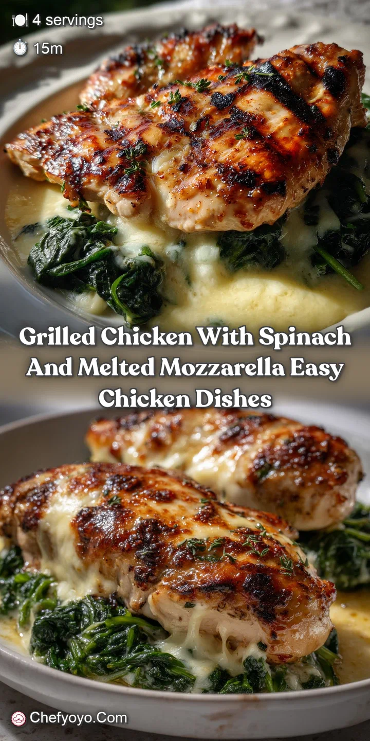 Grilled Chicken with Spinach and Melted Mozzarella Easy Chicken Dishes