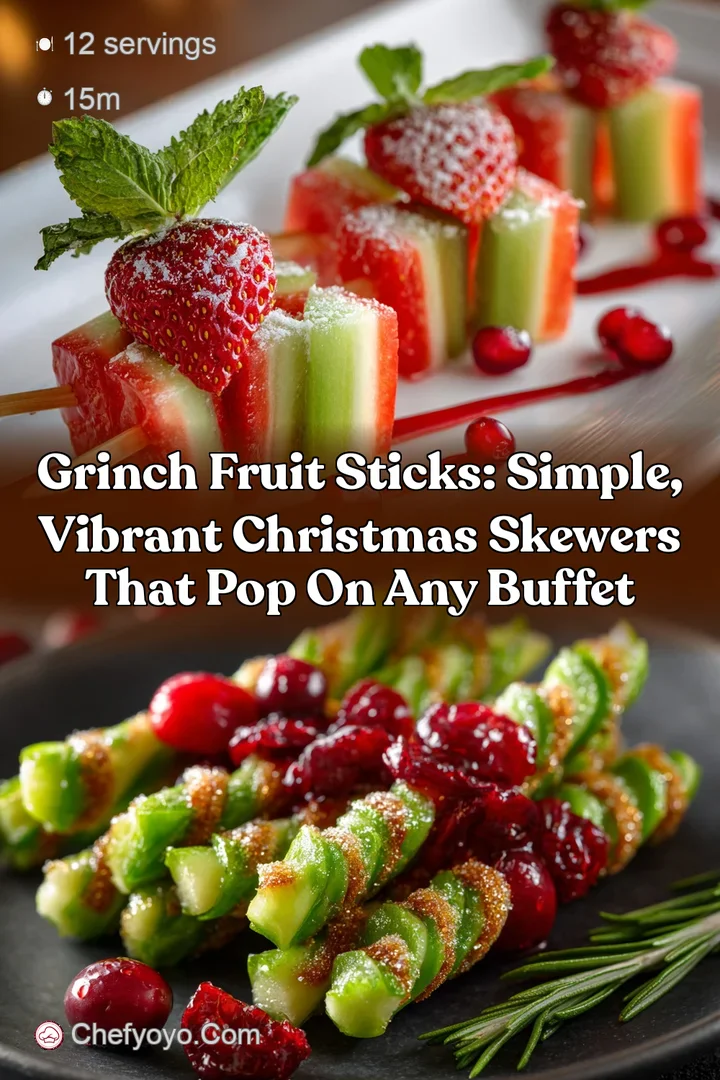 Grinch fruit sticks: Simple vibrant Christmas skewers that pop on any buffet