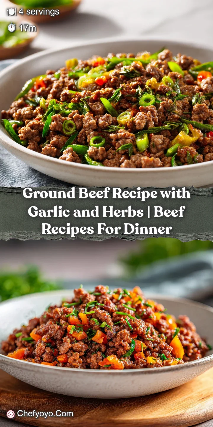 Juicy, browned ground beef flecked with aromatic herbs, showcasing its satisfying texture.