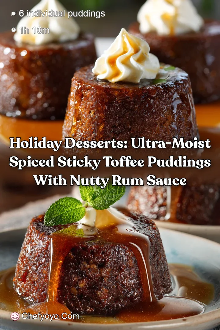 Holiday Desserts: Ultra-Moist Spiced Sticky Toffee Puddings with Nutty Rum Sauce