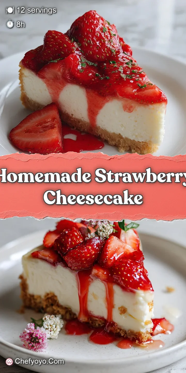 Close-up of a strawberry cheesecake, showcasing the creamy texture and glistening strawberry glaze. Utterly irresistible!