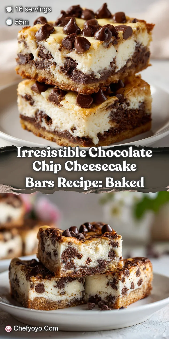 Close-up of a chocolate chip cheesecake bar revealing a smooth, rich filling and gooey pockets of melted chocolate.