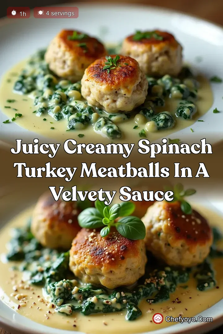 Juicy Creamy Spinach Turkey Meatballs in a Velvety Sauce