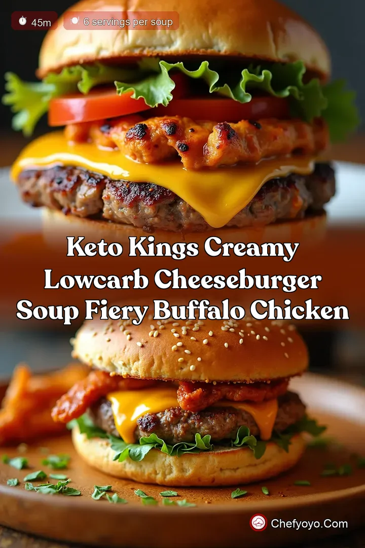 Keto Kings Creamy LowCarb Cheeseburger Soup Fiery Buffalo Chicken