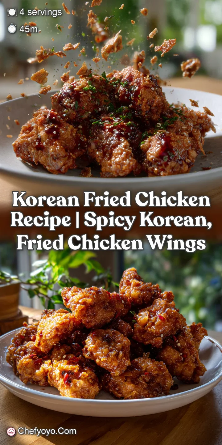 Close-up view of shatter crisp Korean fried chicken, showing the incredibly crunchy, textured exterior and juicy, flavorfu...