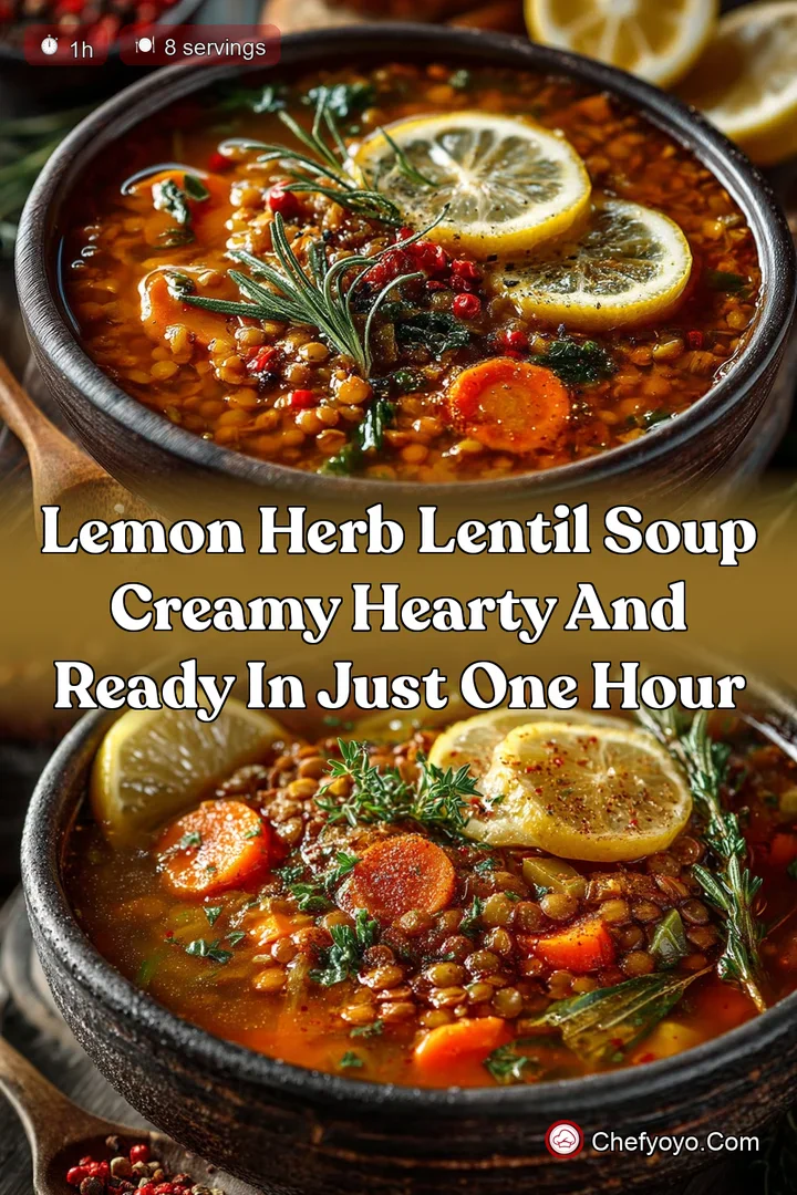 Lemon Herb Lentil Soup Creamy Hearty and Ready in Just One Hour