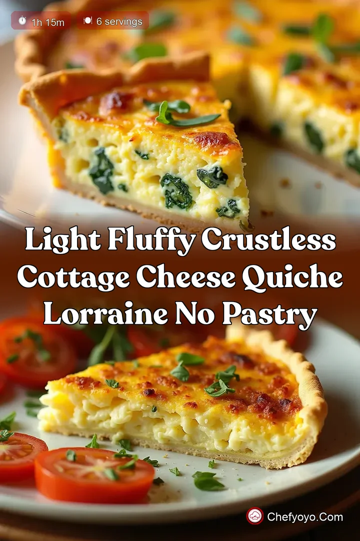 Light Fluffy Crustless Cottage Cheese Quiche Lorraine No Pastry