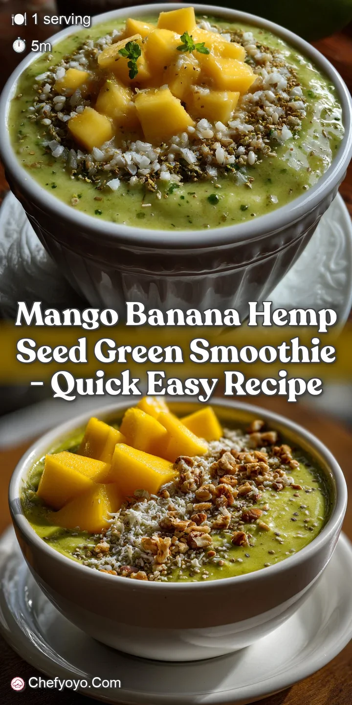 Mango Banana Hemp Seed Green Smoothie - Quick Easy Recipe