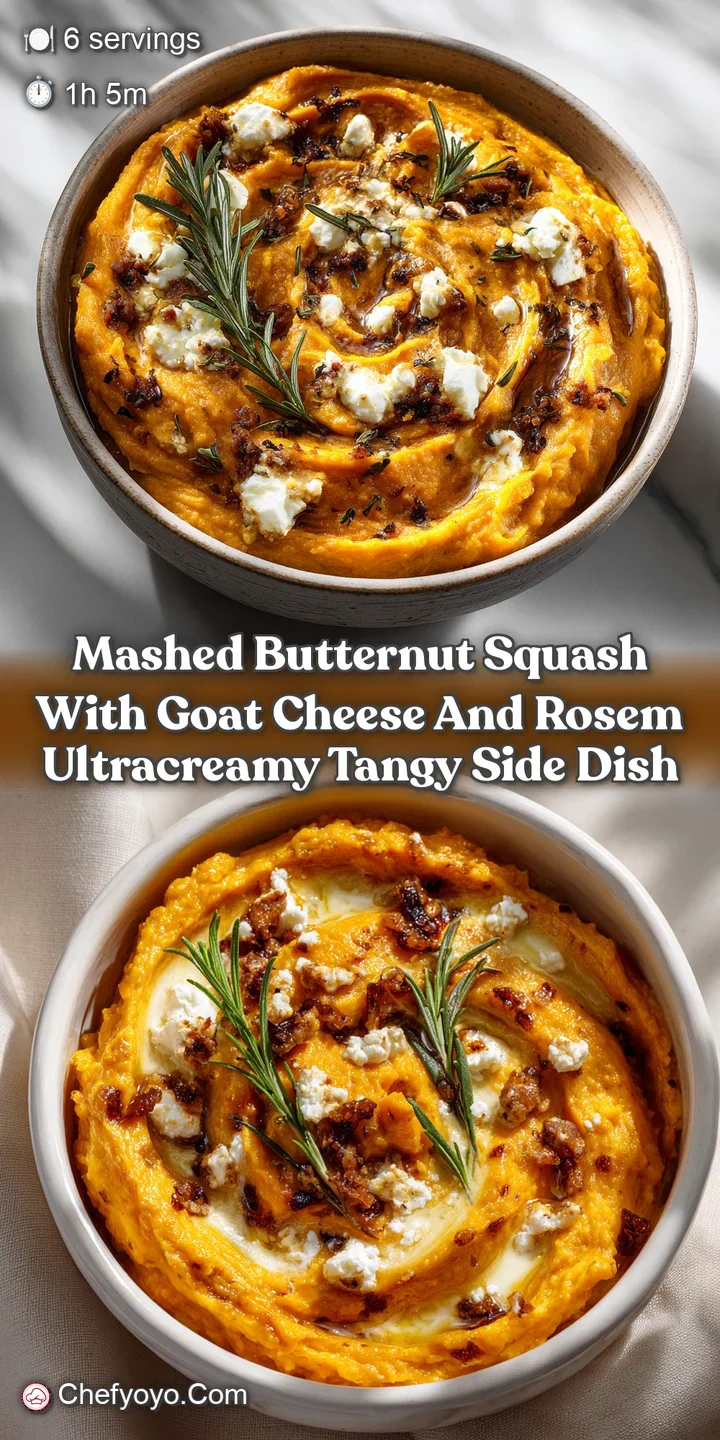 Mashed Butternut Squash with Goat Cheese and Rosem UltraCreamy Tangy Side Dish