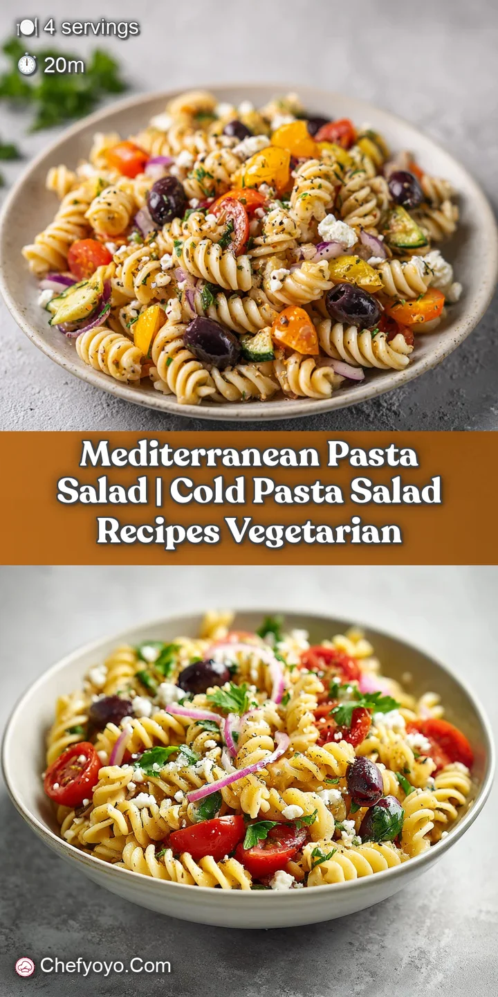 Close-up view of al dente pasta mixed with bright red cherry tomatoes, green olives, and creamy feta, glistening with dres...