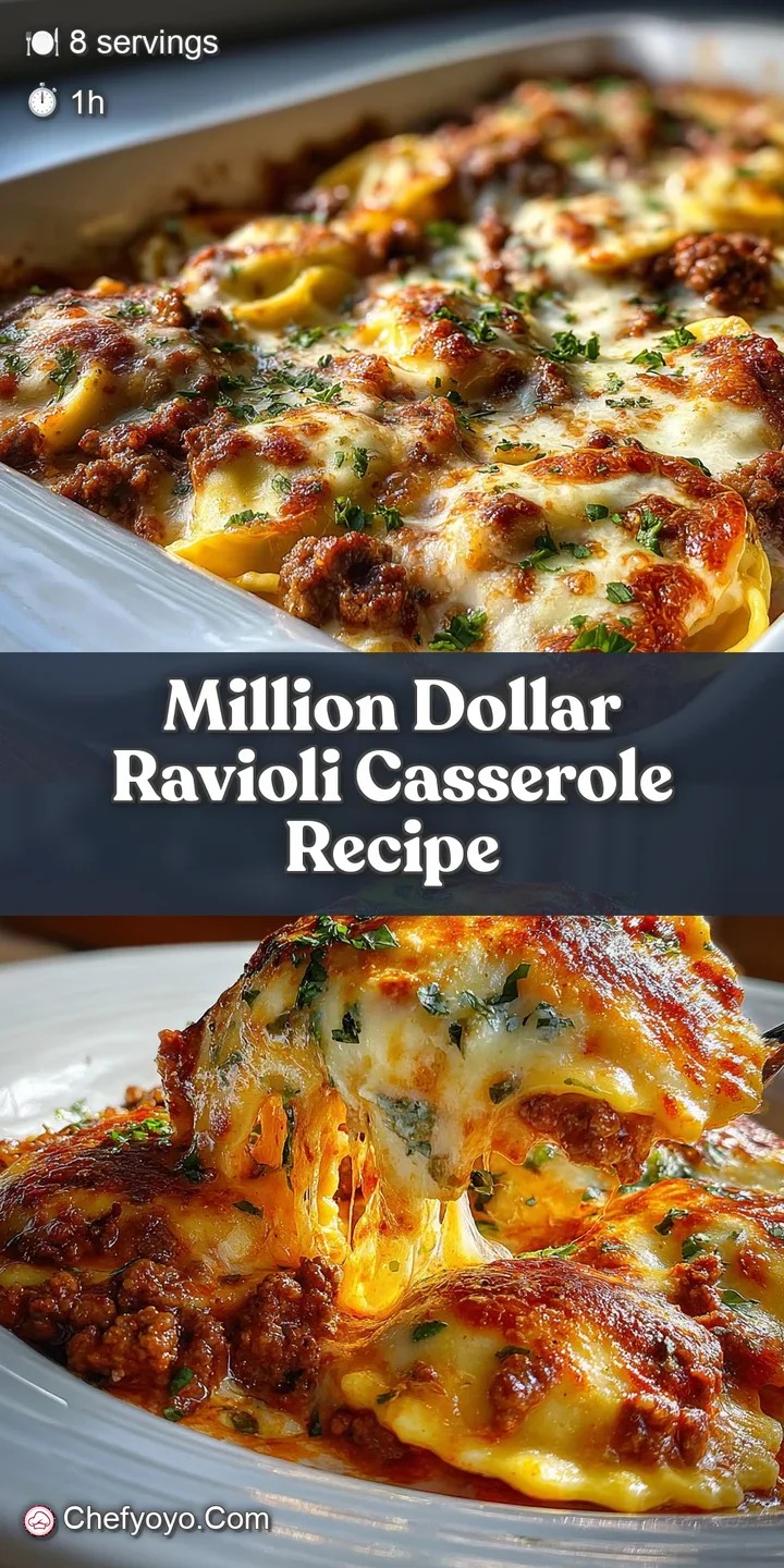 Close-up of bubbly, golden cheese melting over layers of ravioli in a rich, red sauce. Glistening with warmth.