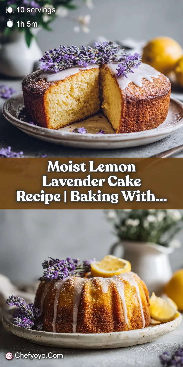Close-up of lemon lavender cake, moist crumbs and creamy frosting, lavender buds adding a touch of purple, a bright sunny ...