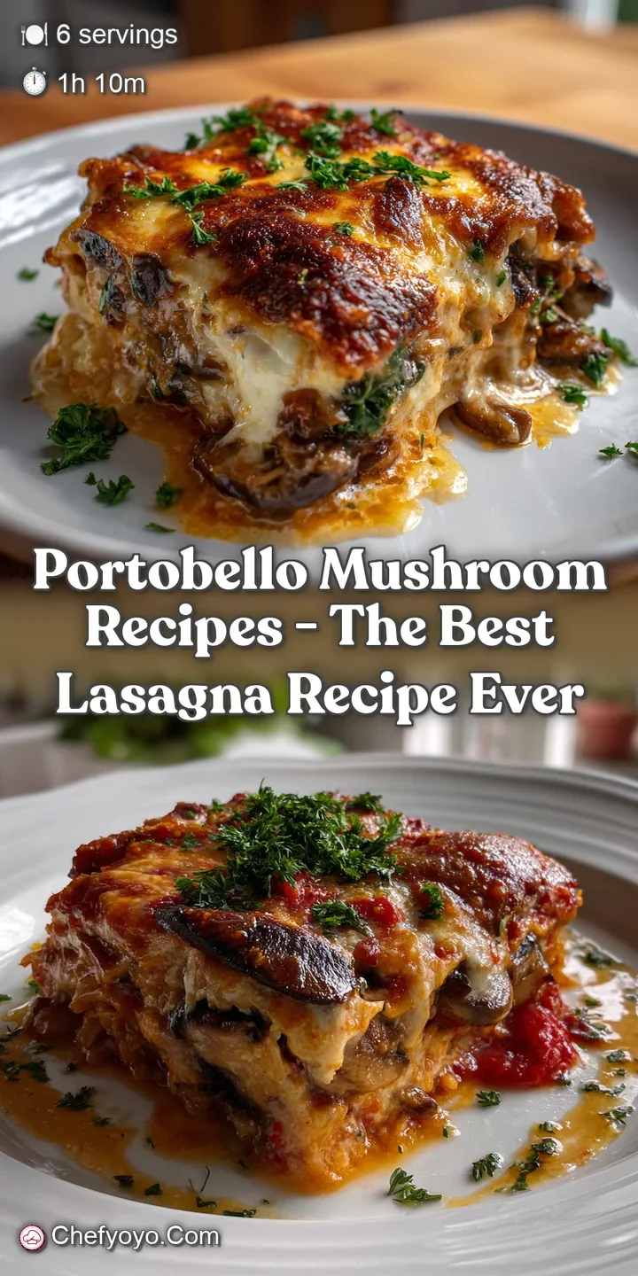 Seared portobello mushroom with glistening, dark cap, showing a juicy, meaty interior, and herbs