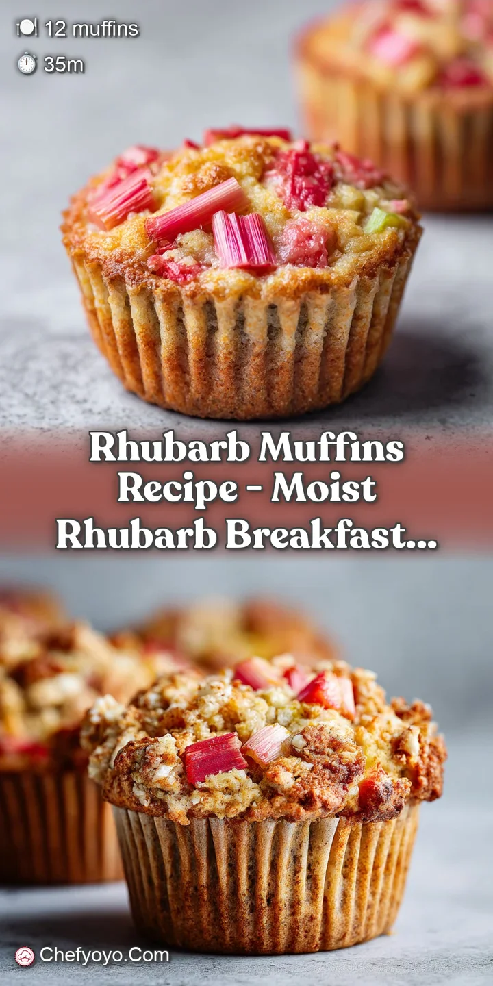 Close-up of a warm, fluffy rhubarb muffin, showcasing vibrant pink fruit and a crunchy oat topping.