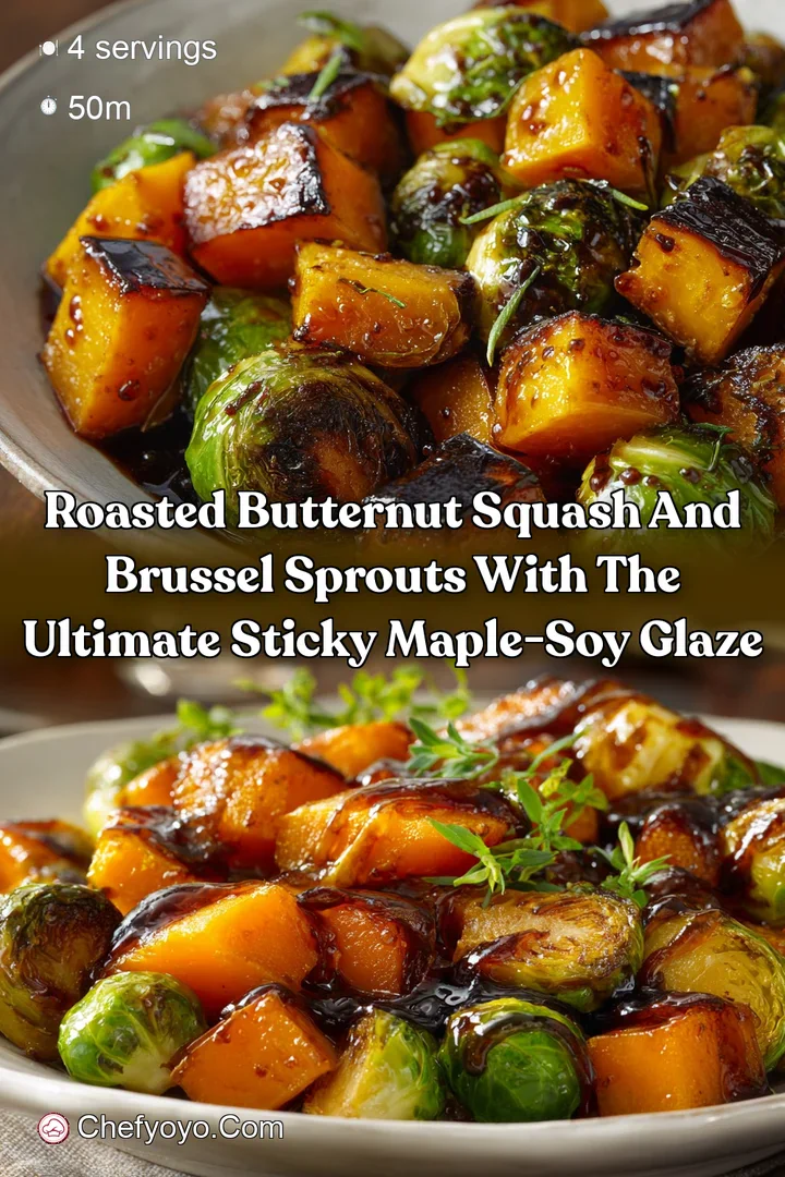Roasted butternut squash and brussel sprouts with The Ultimate Sticky Maple-Soy Glaze