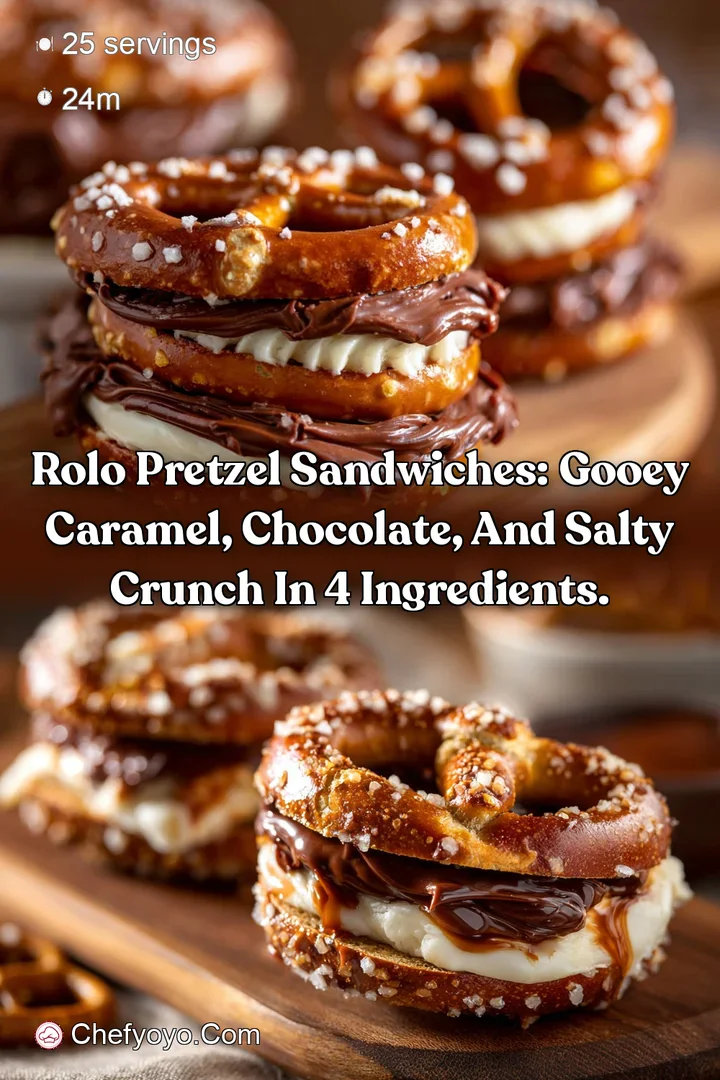 Rolo Pretzel Sandwiches: Gooey caramel chocolate and salty crunch in 4 ingredients.