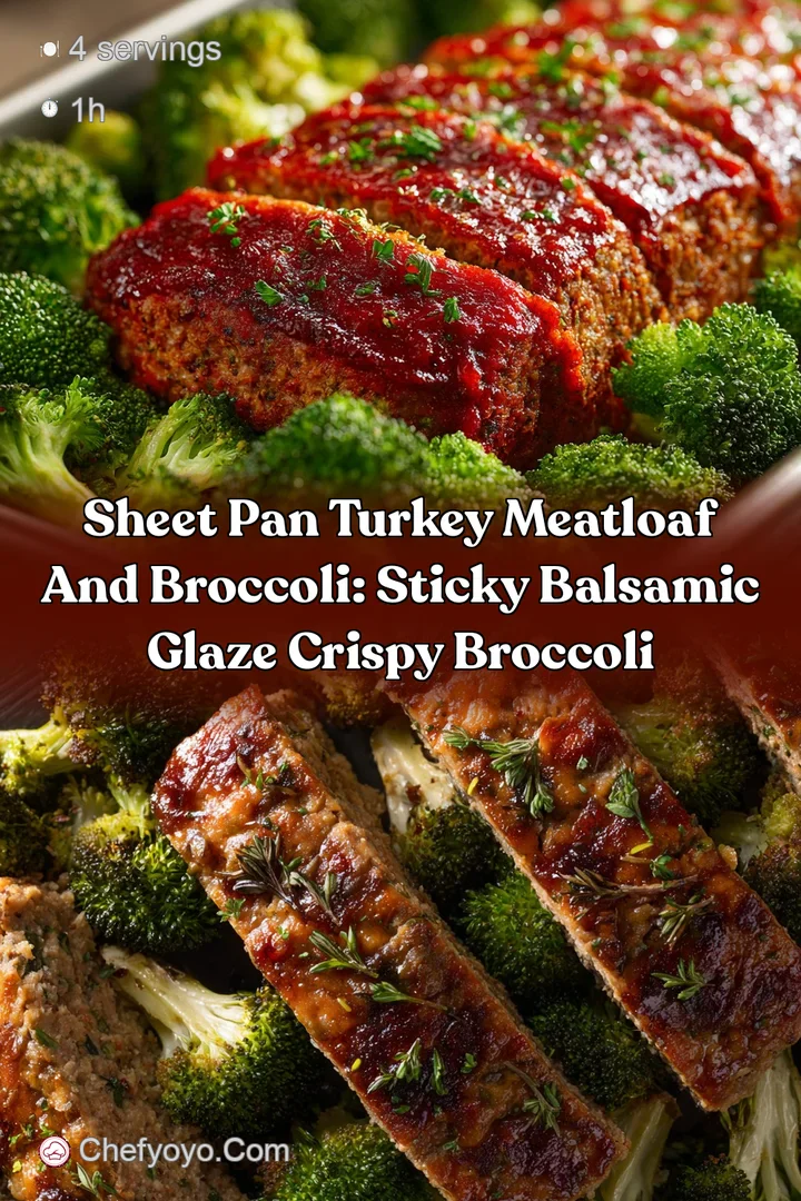Sheet Pan Turkey Meatloaf and Broccoli: Sticky Balsamic Glaze Crispy Broccoli