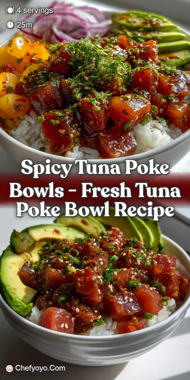 Spicy Tuna Poke Bowls - Fresh Tuna Poke Bowl Recipe