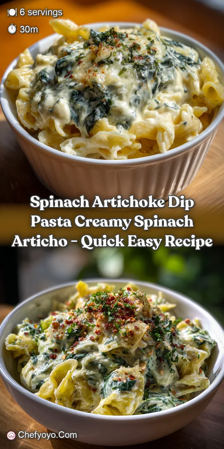 Spinach Artichoke Dip Pasta Creamy Spinach Articho - Quick Easy Recipe