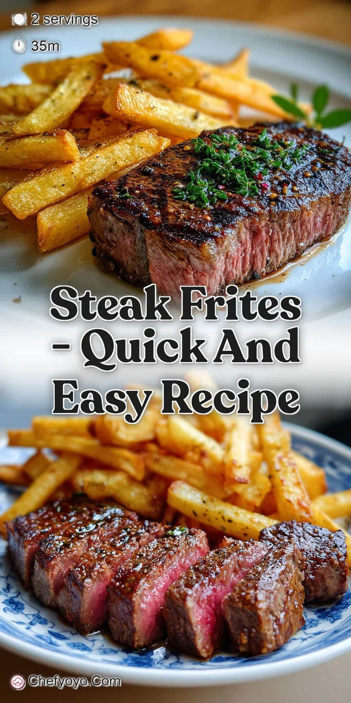 Close-up: Richly browned steak with crusty edges. Juicy, flavorful, glistening, and ready to eat. Crispy fries complete it.